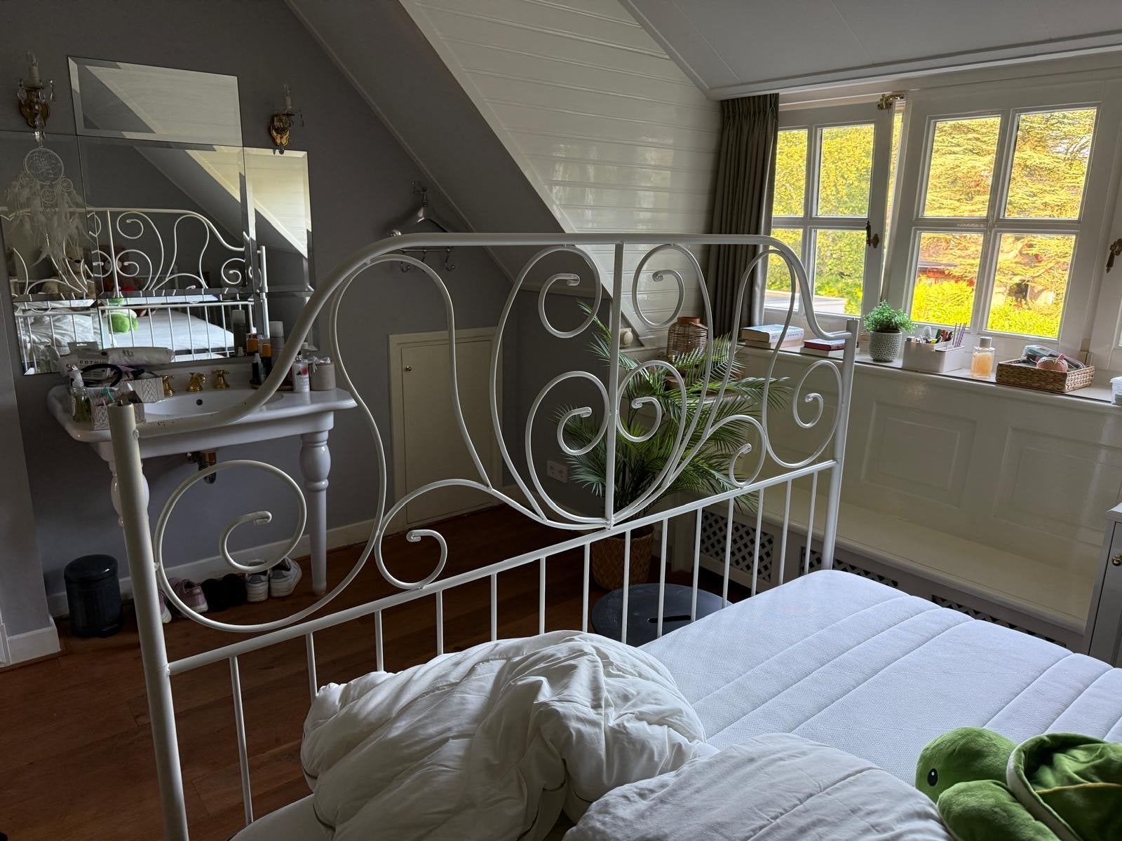 Tweepersoonsbed 160x200 cm inclusief matras, Huis en Inrichting, Slaapkamer | Bedden, Ophalen, Gebruikt, Wit, Tweepersoons