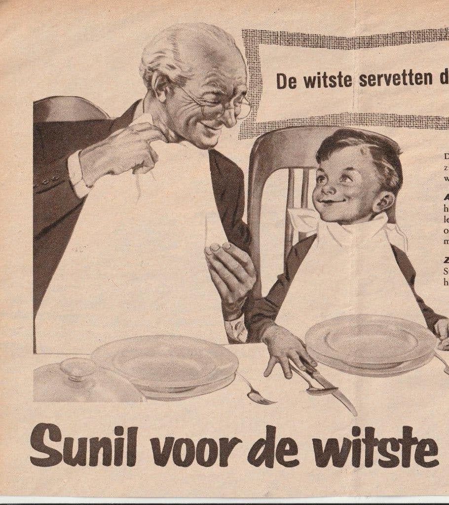 Retro reclame 1957 Sunil wasmiddel jongetje & opa, Verzenden, Overige typen