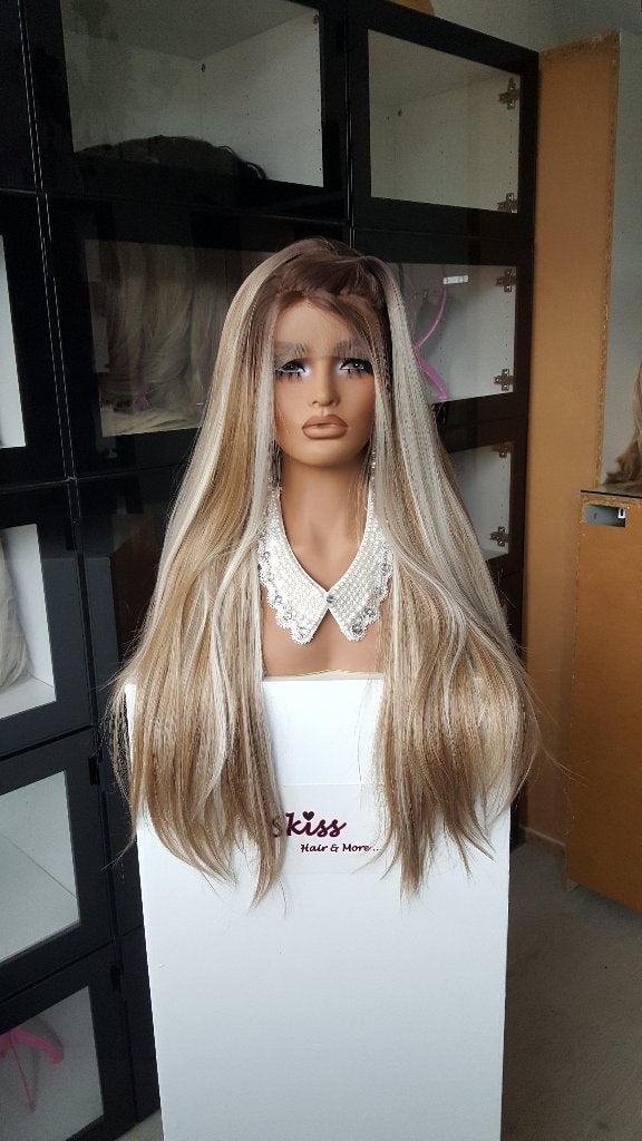 Luxe Lace Pruik: Uitgroei / Gemixt Blond - Stijl - 75cm, Ophalen of Verzenden, Nieuw, Pruik of Haarverlenging
