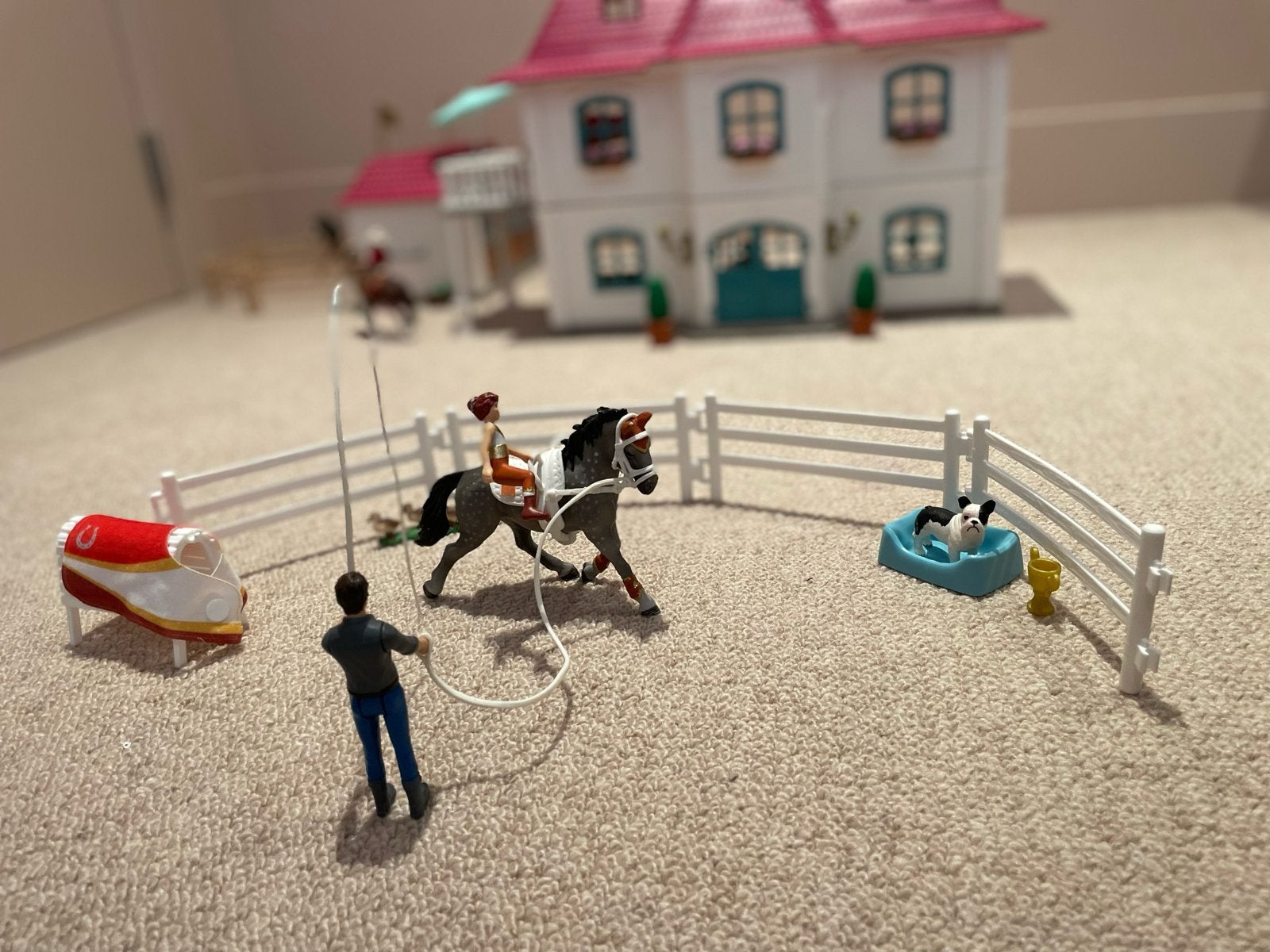 Schleich Paardrijset met hindernis en accessoires, Ophalen of Verzenden, Zo goed als nieuw