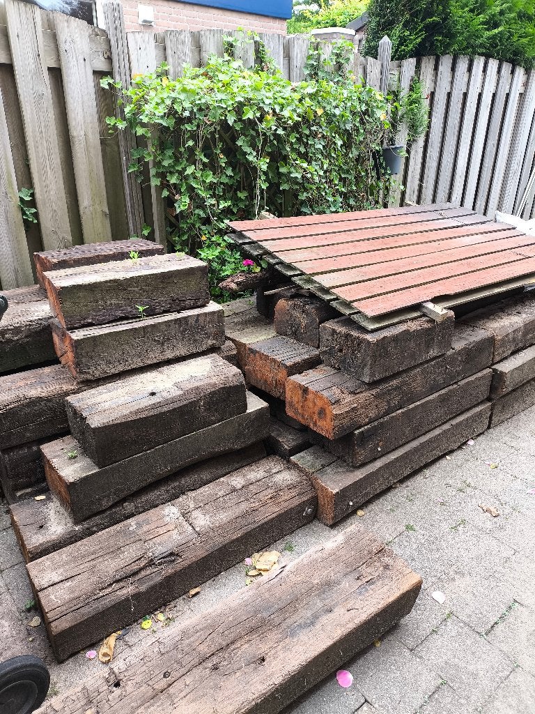Tuin houten bielzen, Tuin en Terras, Bielzen en Borders, Ophalen, Gebruikt, Biels, 200 cm of meer