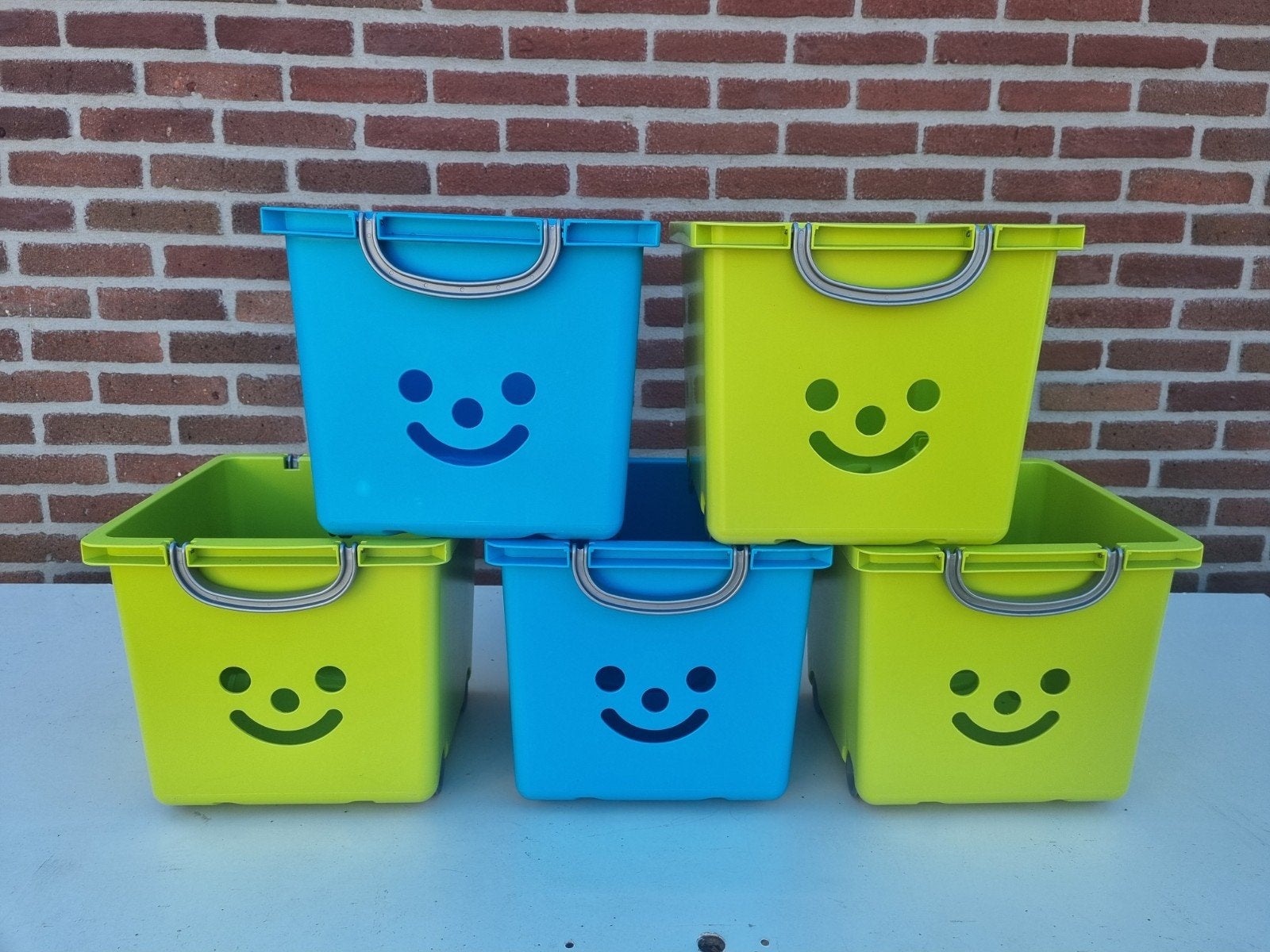 5x Stapelbare Opbergbakken met Wieltjes - 33,5x32x29,5 cm, Ophalen
