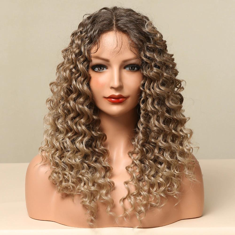 Front Lace Blonde Krullen Pruik Haar Blond Dames Vrouwen, Verzenden, Nieuw, Pruik of Haarverlenging