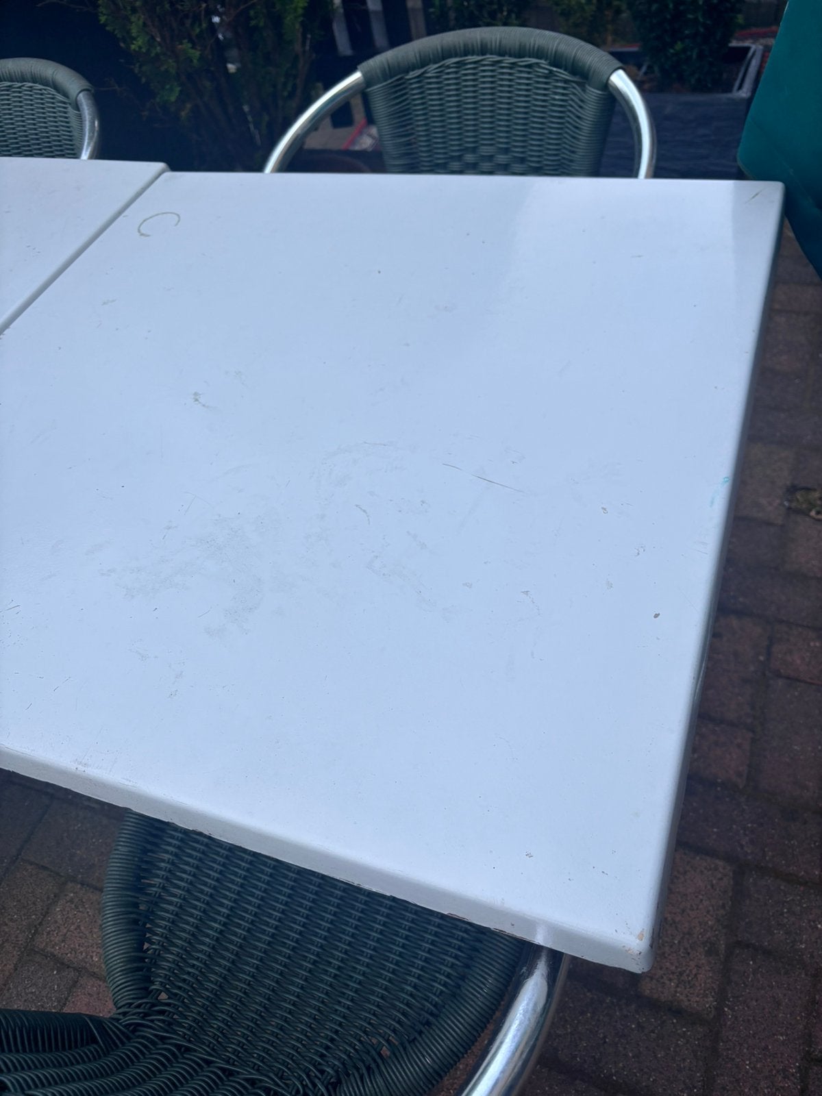 Terras tafel, Tuin en Terras, Tuintafels, Ophalen, Gebruikt, Vierkant, Hout
