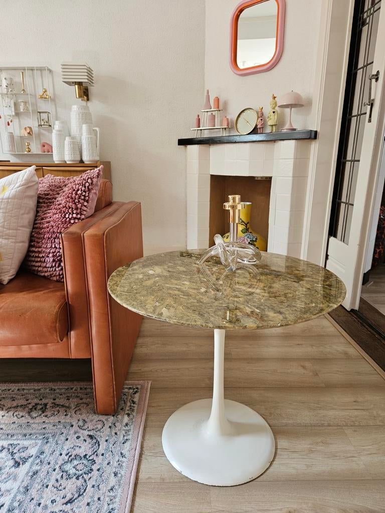 Vintage space age Lübke onyx marmeren Tulip bijzettafel, Overige materialen, Gebruikt, Lübke, Ophalen
