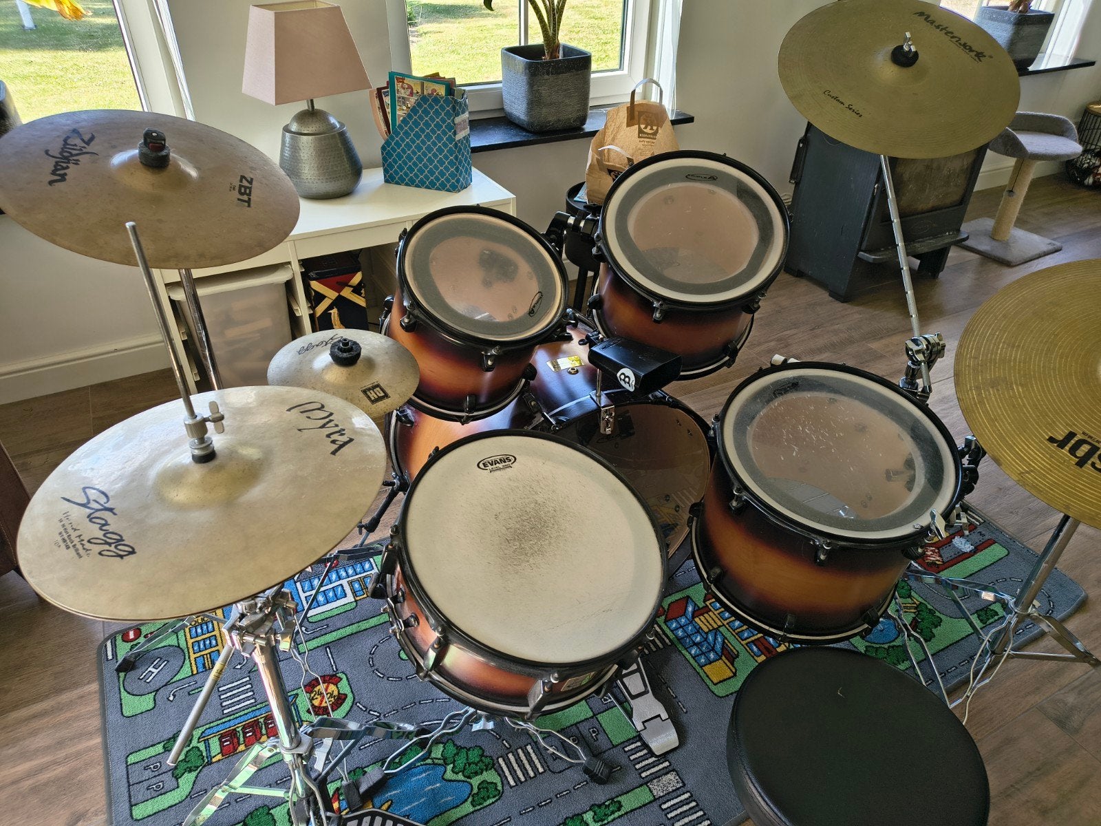 Triple A drumstel met bekkentas, Muziek en Instrumenten, Drumstellen en Slagwerk, Ophalen, Gebruikt, Overige merken