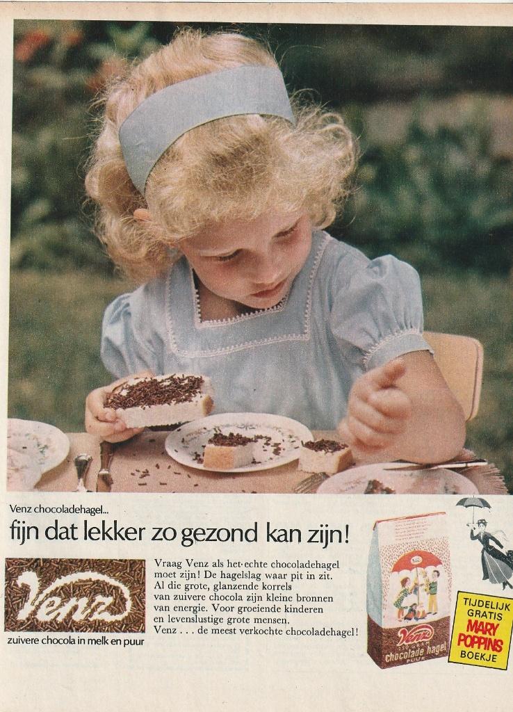Retro reclame 1966 Venz hagelslag & Mary Poppins boekje, Verzamelen, Retro, Verzenden, Overige typen