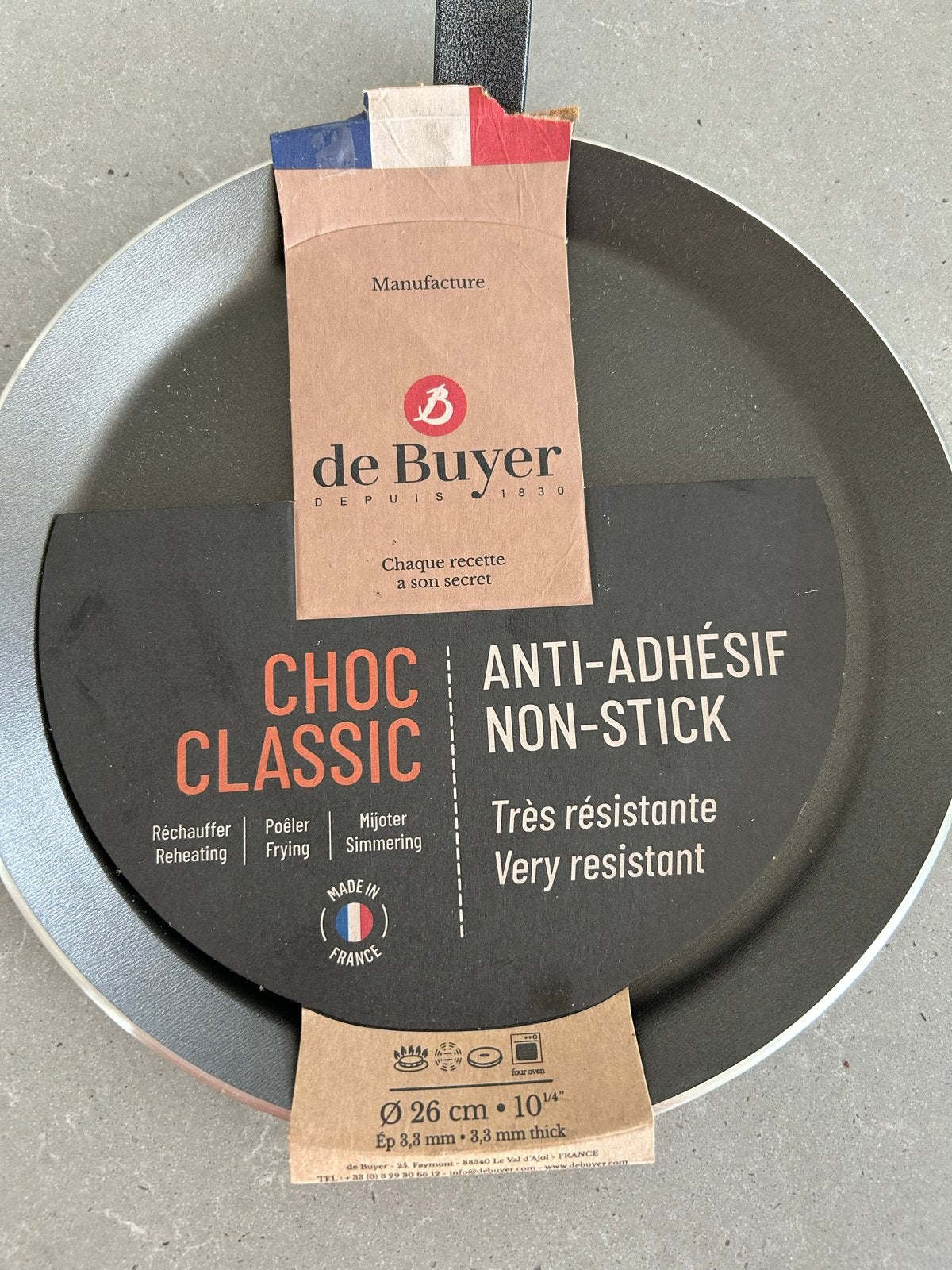 de Buyer Choc Classic Anti-aanbakpan 26 cm, Inductieplaat, Ophalen of Verzenden, Koekenpan of Braadpan, Nieuw