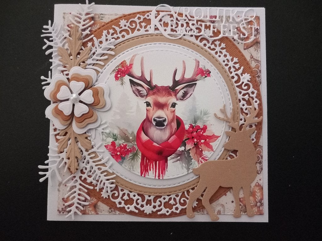 Set 2103 dubbele kaart met opleg., Hobby en Vrije tijd, Kaarten | Zelf maken, Ophalen of Verzenden, Nieuw, Kerst, Blanco kaart of Basiskaart