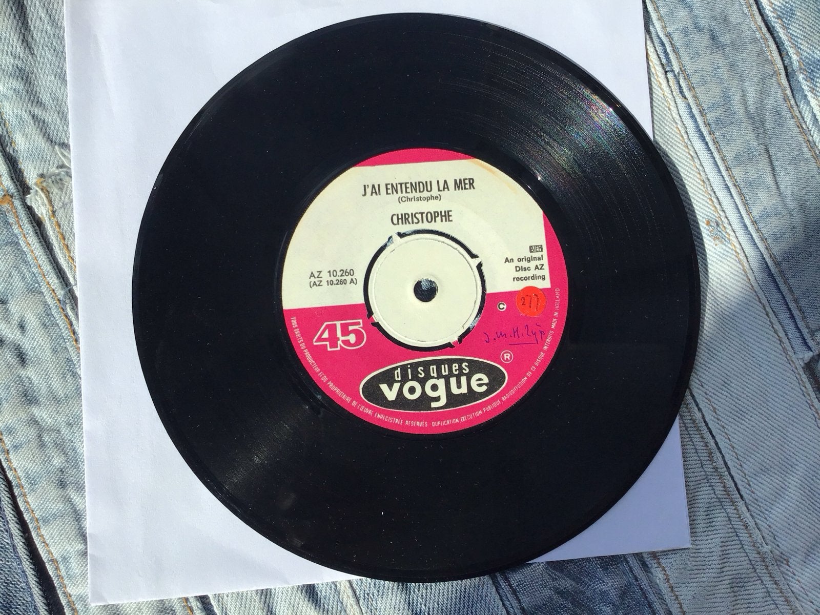 Christophe - J'ai Entendu La Mer - 45 toeren vinyl single, Gebruikt, 7 inch, Ophalen of Verzenden, Pop