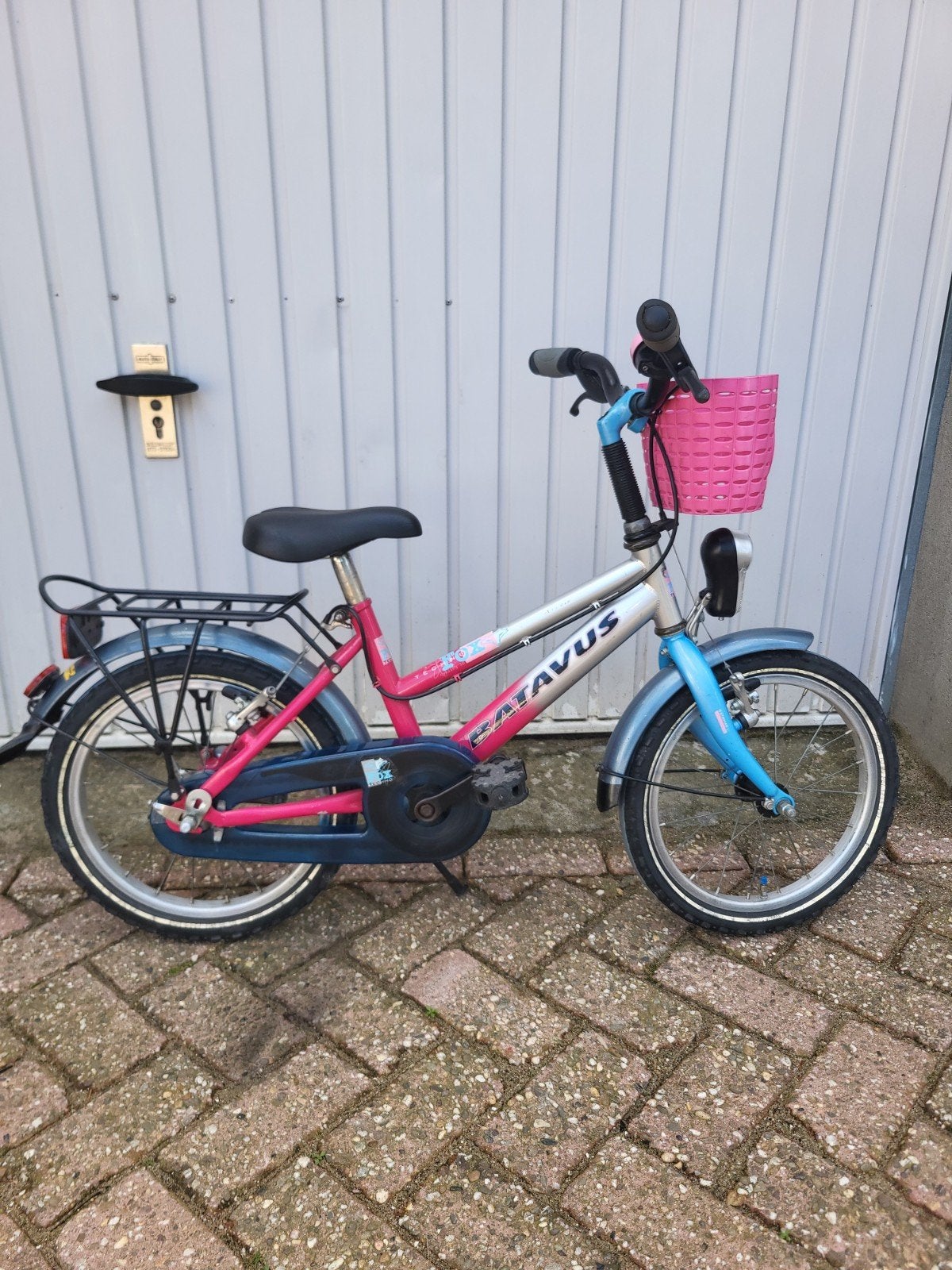 Batavus Fox kinderfiets 16 inch met mandje en bagagedrager, Fietsen en Brommers, Ophalen, Terugtraprem, Batavus, 16 tot 20 inch