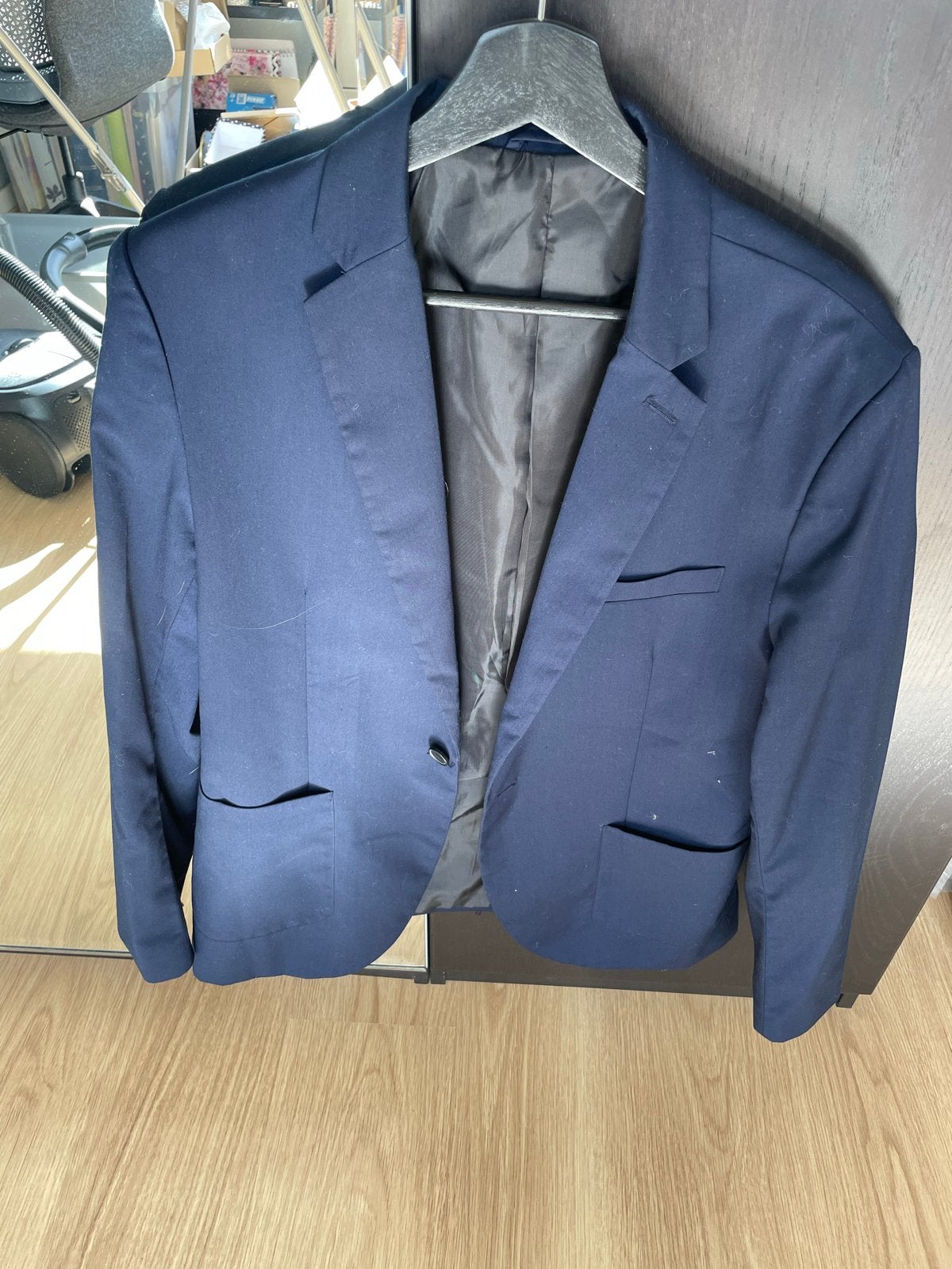 H&M Skinny Fit Colbert Maat L - Goede Staat, Ophalen of Verzenden, Gedragen, Maat 52/54 (L), Blauw