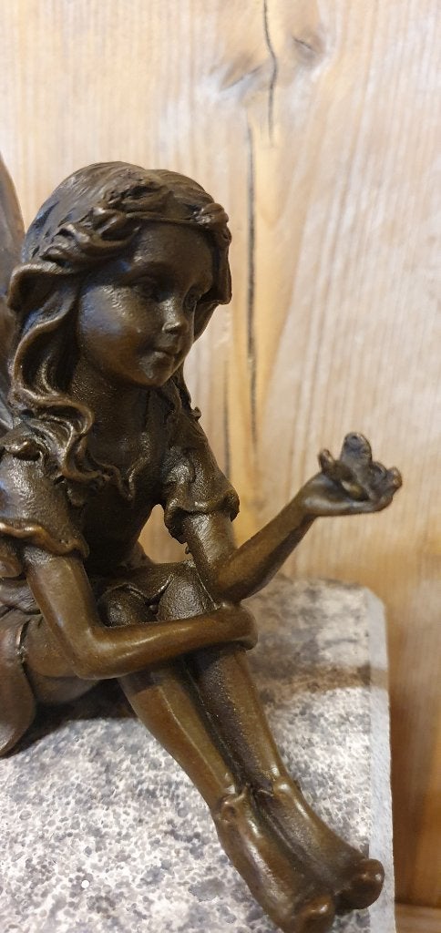 Bronzen beeld/ ELFJE MET VLINDER /FEE / ENGEL, Ophalen of Verzenden, Brons, Beeld