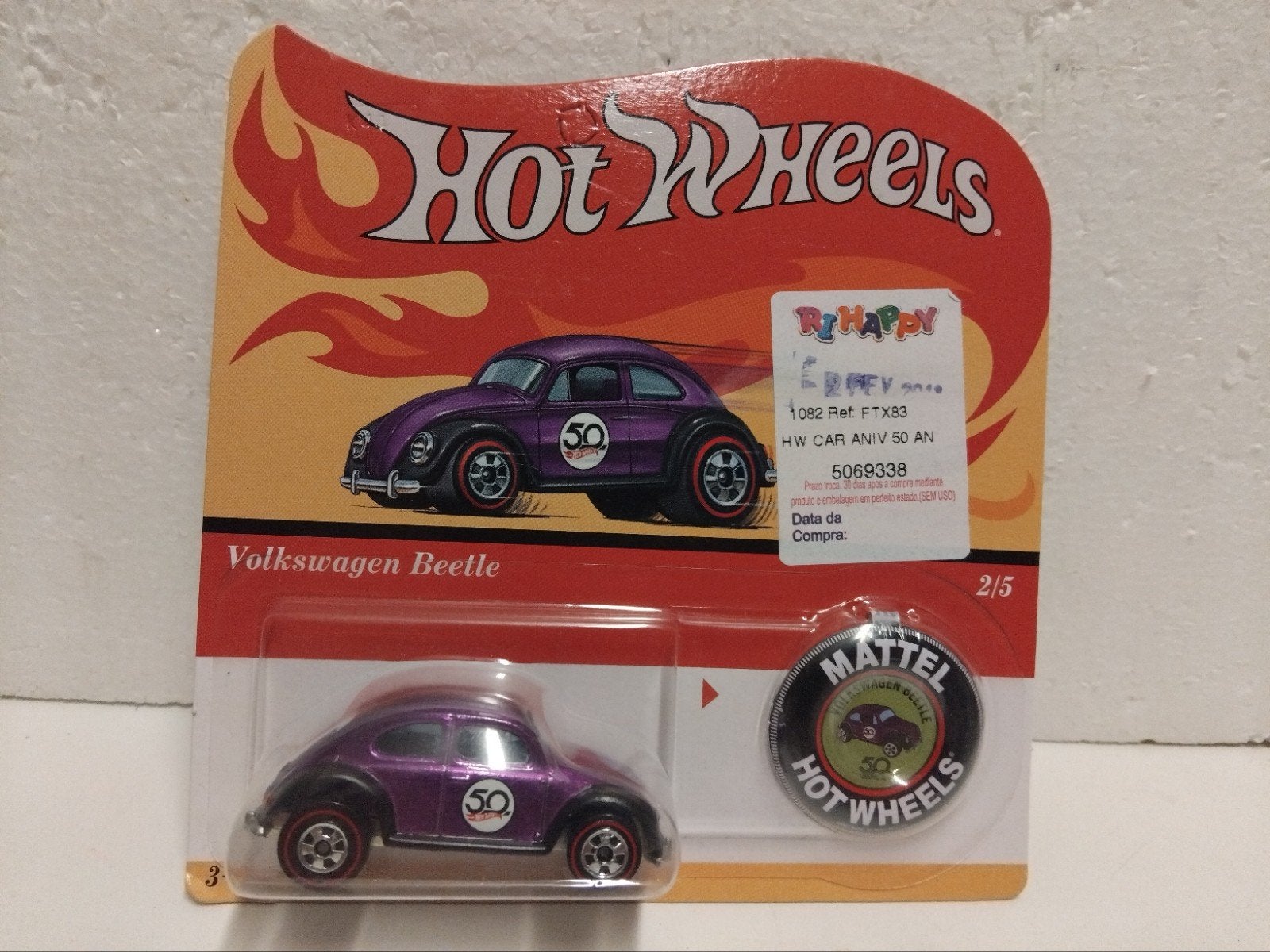 Hot Wheels 50 Anniversary Volkswagen Kever  & button 3INCH, Ophalen of Verzenden, Zo goed als nieuw, Auto