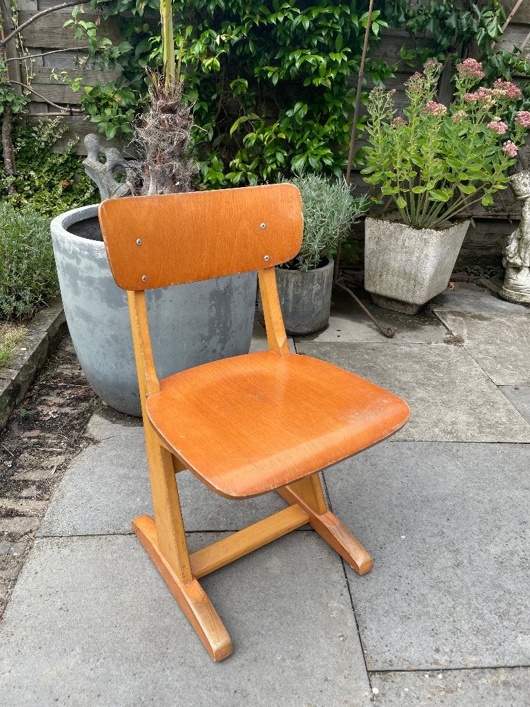 Vintage houten schoolstoeltje peuterstoeltje jaren 60, Ophalen of Verzenden