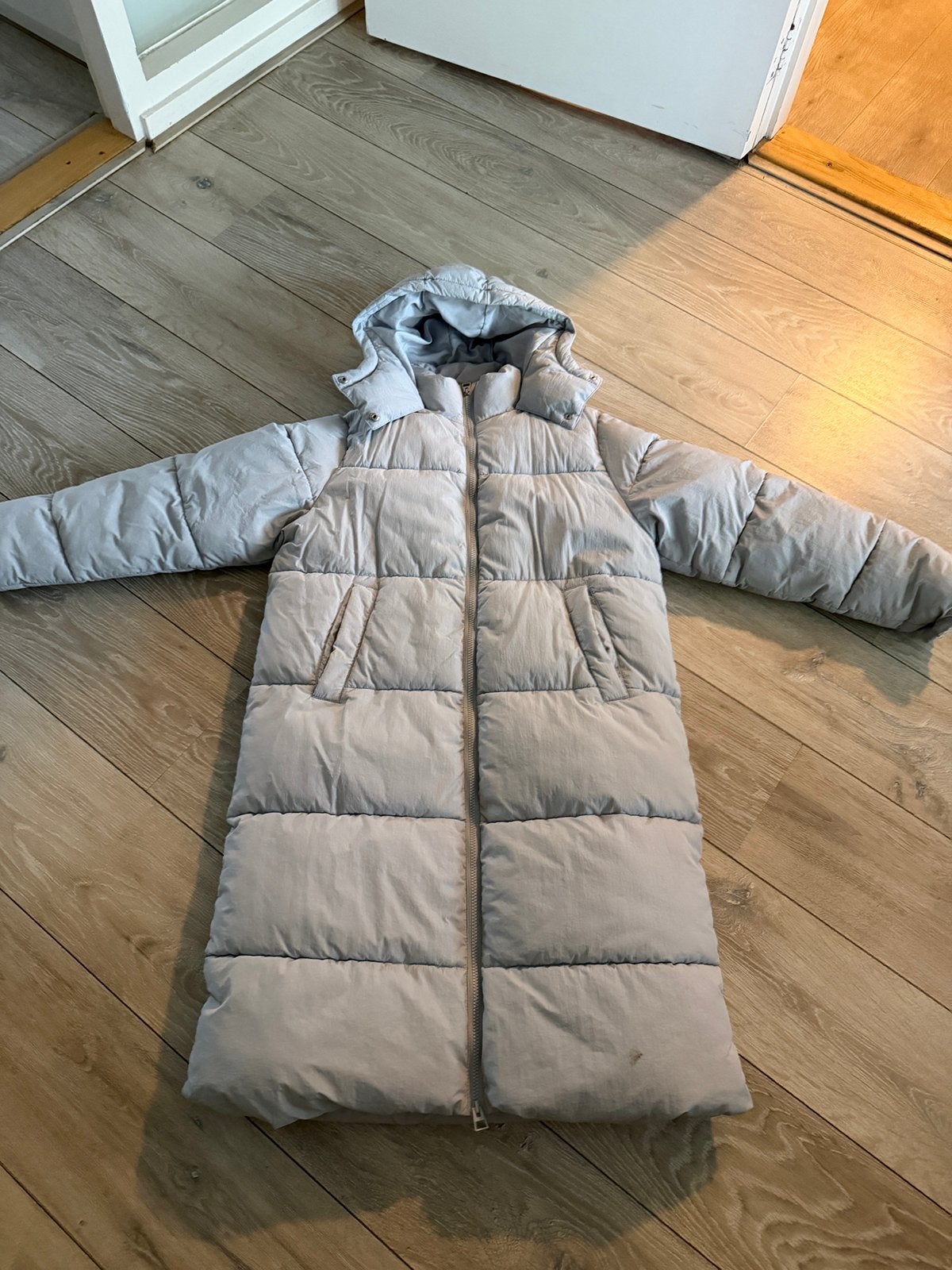 Lange winterjas maat s, Ophalen of Verzenden, Zo goed als nieuw, Maat 38/40 (M), Blauw