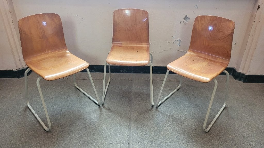 3x Vintage galvanitas schoolstoel, Ophalen, Gebruikt, Drie, Wit