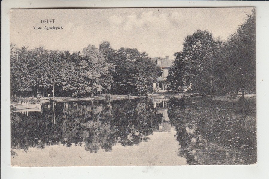 Delft, Vijver Agnetapark, Ophalen of Verzenden, Voor 1920, Gelopen, Zuid-Holland