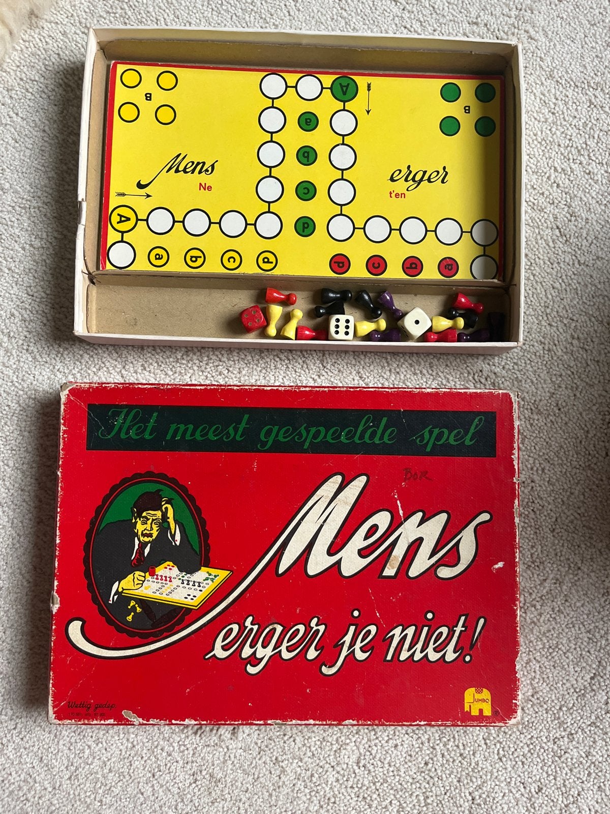 Vintage Mens Erger Je Niet! bordspel Jumbo, Hobby en Vrije tijd, Gezelschapsspellen | Bordspellen, Drie of vier spelers, Ophalen of Verzenden