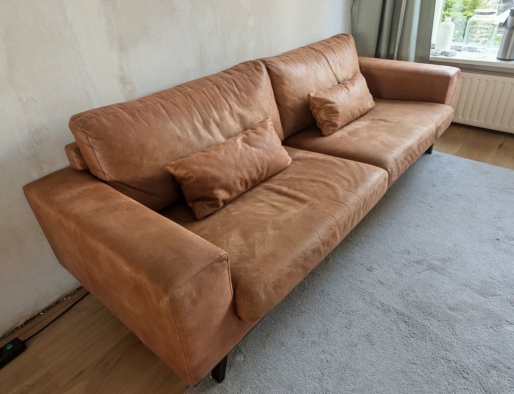 Wehkamp Nous Living 3 zitsbank Torino microleer, Huis en Inrichting, Ophalen, Gebruikt, Driepersoons, 75 tot 100 cm
