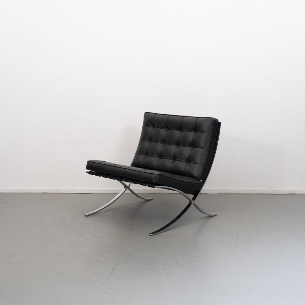 Knoll Barcelona Chair Fauteuil Zwart Leer - Chroom, Huis en Inrichting, Fauteuils, Niet ingevuld, Zo goed als nieuw, Niet ingevuld