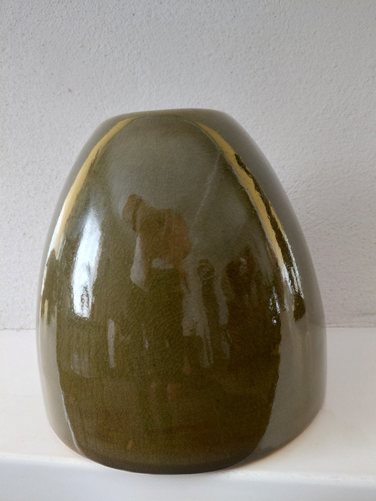 Decoratieve Olijfgroene Keramische Vaas, Ophalen of Verzenden