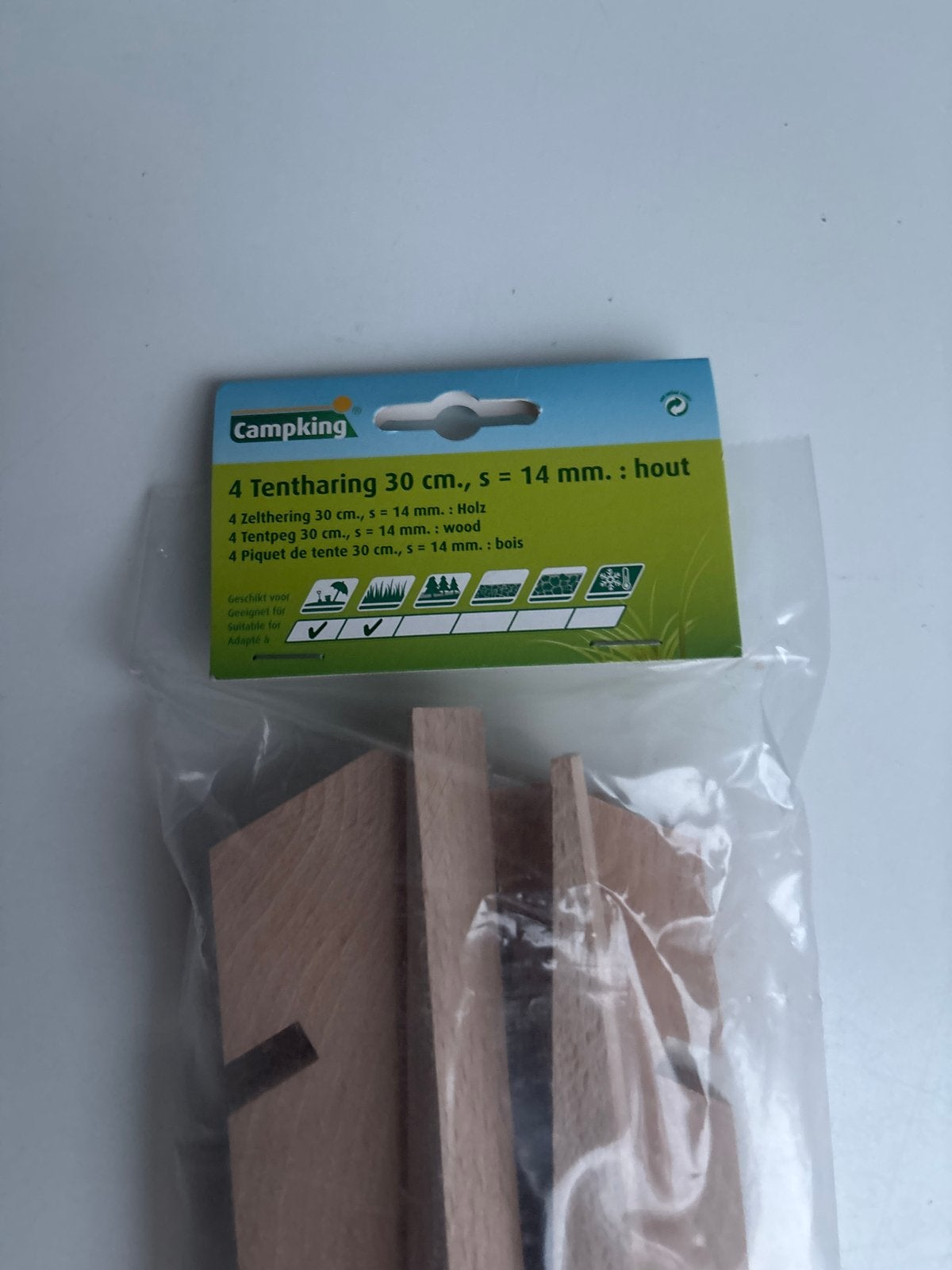 Campking 4 Tentharingen 30 cm, 14 mm: hout, Ophalen of Verzenden, Nieuw