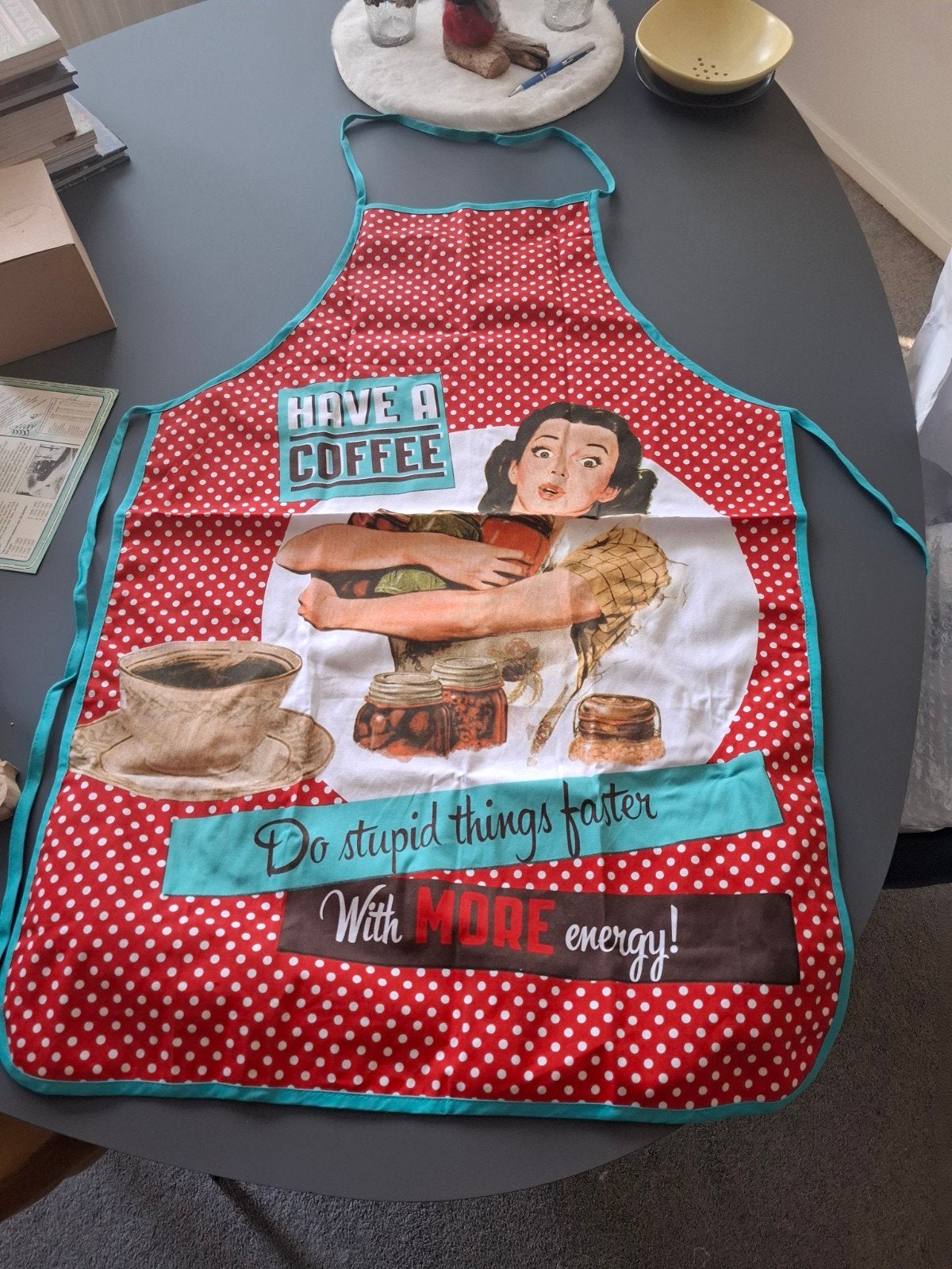 Leuk Xenos schort met retro print - Have a Coffee, Ophalen of Verzenden, Natuurlijk materiaal, Meerkleurig, Overige merken