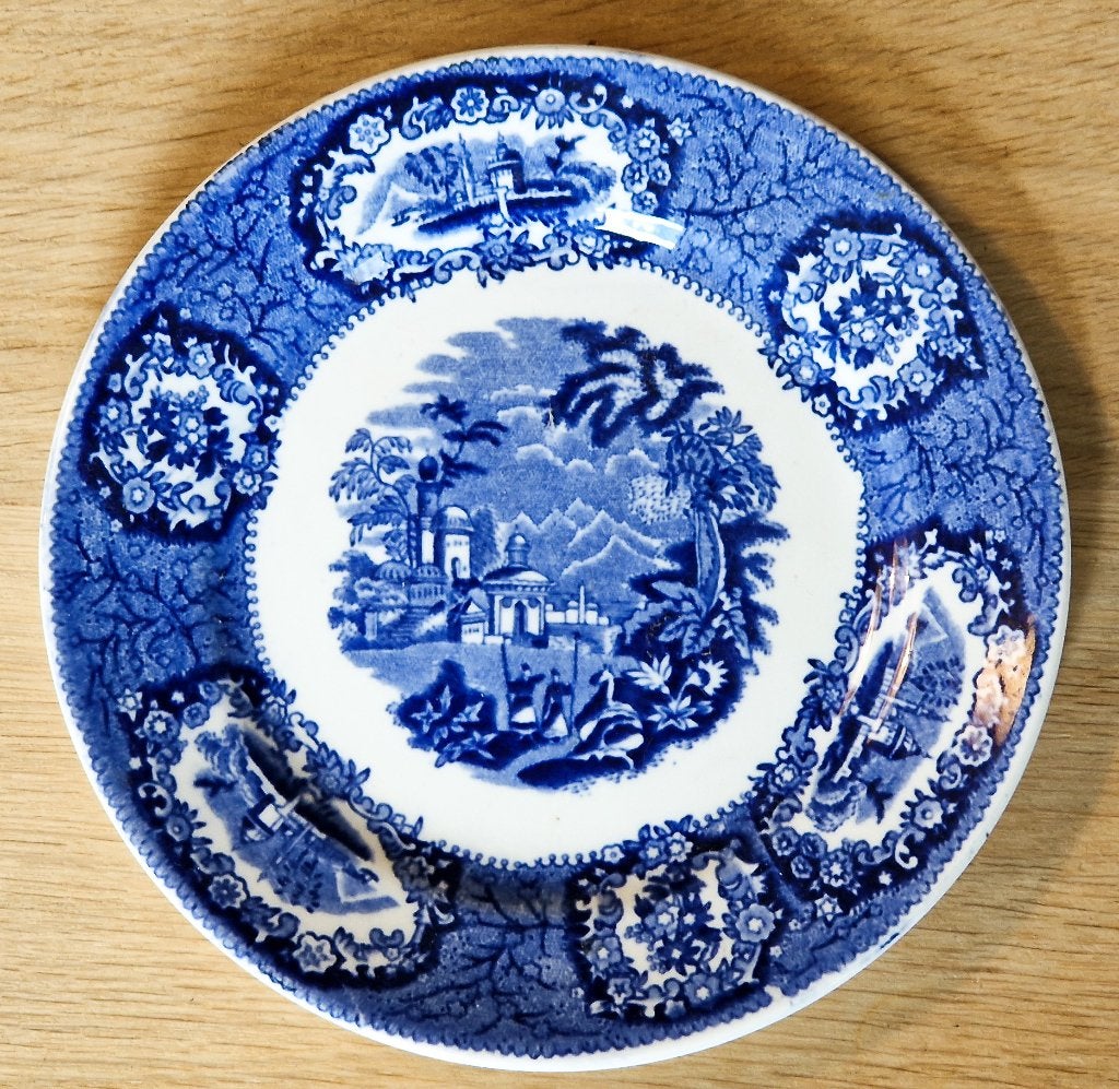 Antiek blauw-wit bord Petrus Regout Maastricht Oriental 20cm, Ophalen of Verzenden