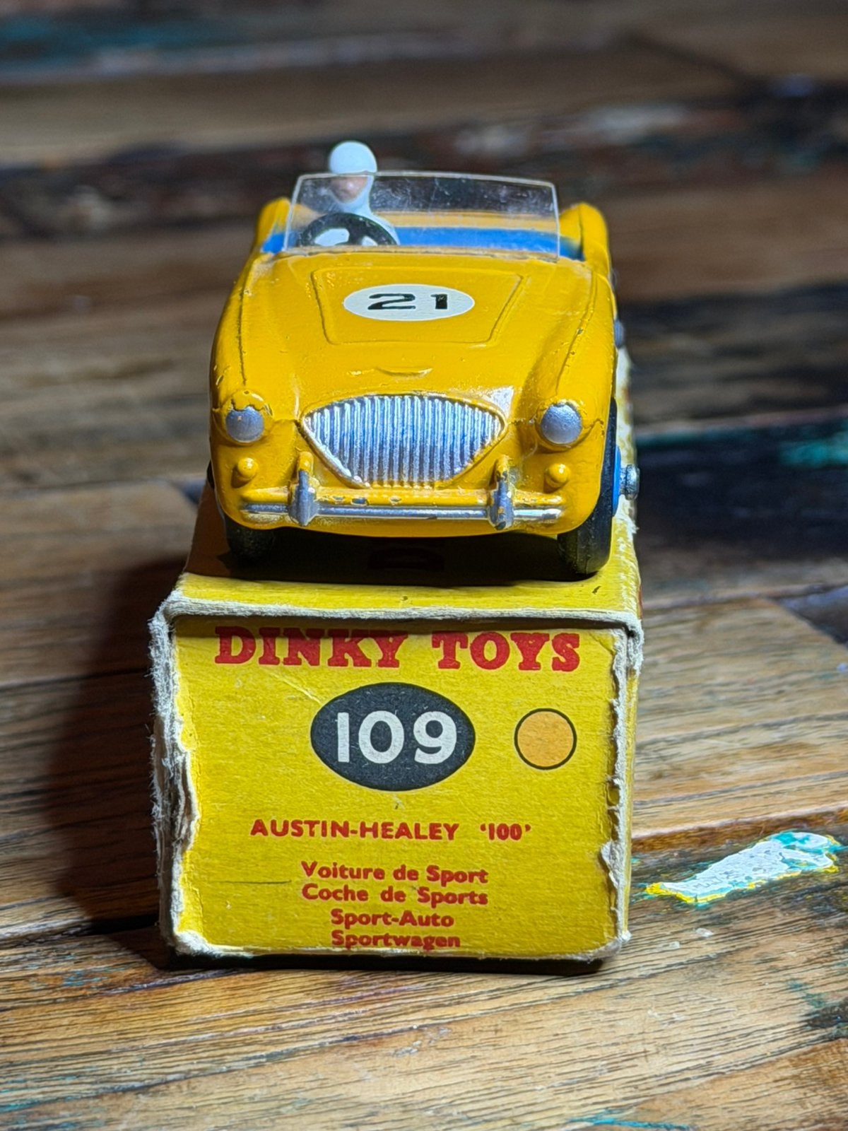 Dinky Toys 109 Austin-Healey ‘100’ Sports nr. 21 – near mint, Ophalen of Verzenden, Zo goed als nieuw, Auto, Dinky Toys