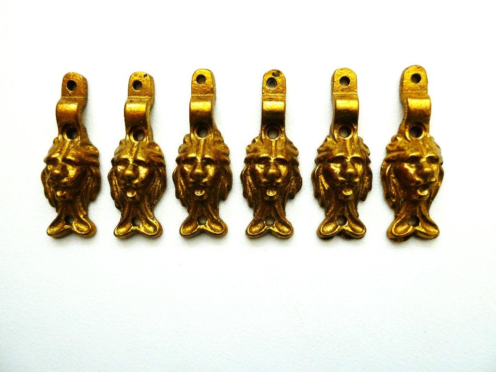 Zes 6 leeuwenkop ornamenten meubelbeslag kast beslag leeuw, Ophalen of Verzenden