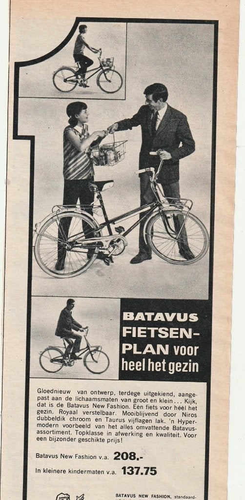 Retro reclame 1967 Batavus fietsen voor hele gezin, Verzenden, Overige typen