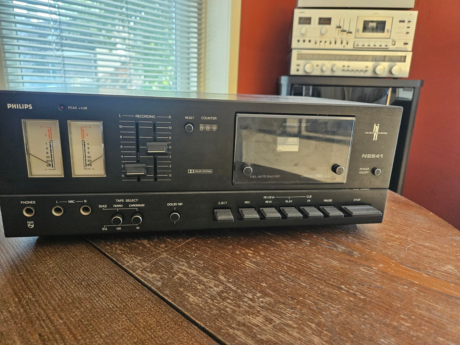Philips N2541 Cassettedeck - Vintage Hifi, Ophalen, Enkel, Philips, Tiptoetsen