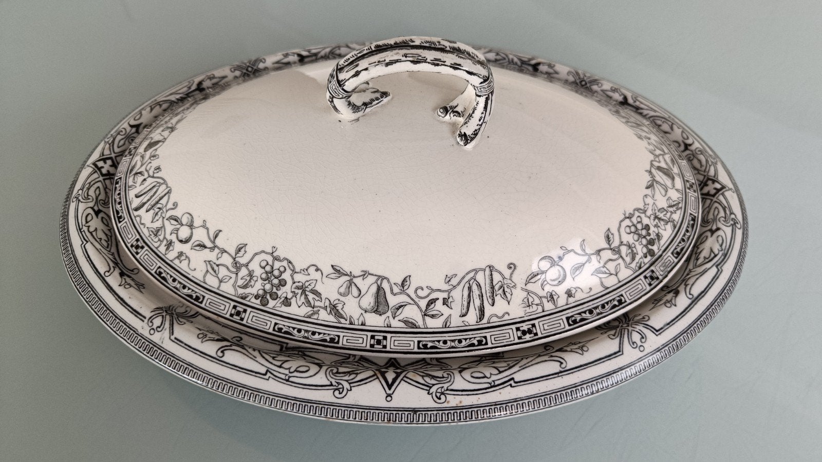 Antieke Copeland terrine met treef en deksel., Antiek en Kunst, Ophalen of Verzenden