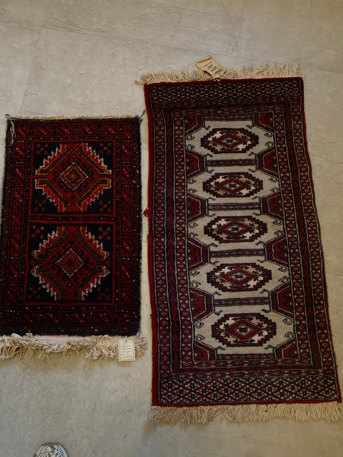Set van 2 handgeknoopte Beloudjistan wollen tapijten, Minder dan 50 cm, 100 tot 150 cm, Ophalen of Verzenden, Zo goed als nieuw