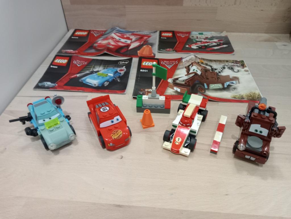 lego disney cars 8200-8201-9480-9478 takel finn frencesco, Gebruikt, Lego, Ophalen of Verzenden, Disney