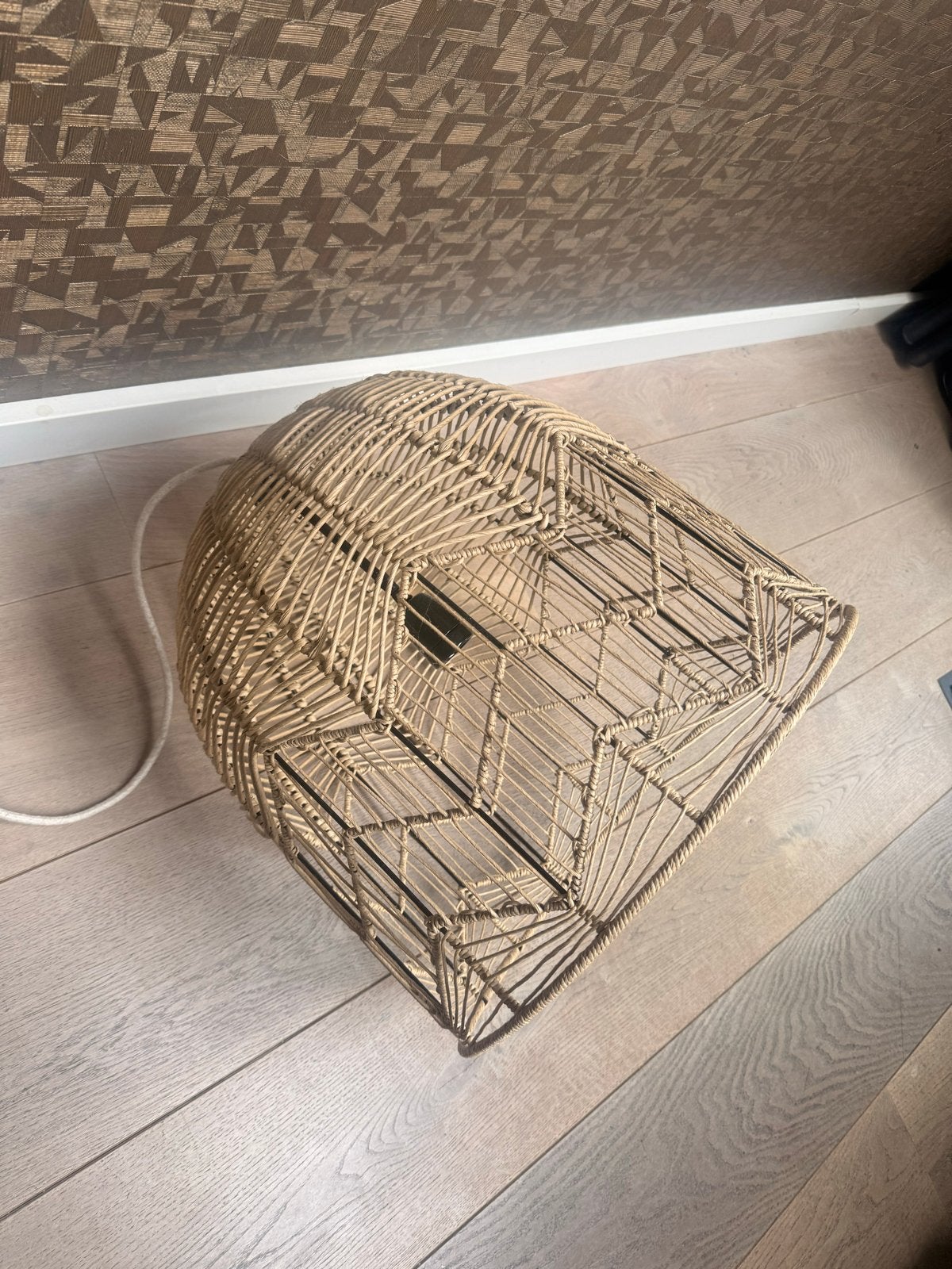 Hanglamp - Boheemse stijl, Ophalen of Verzenden, Zo goed als nieuw, Natuurlijk materiaal, E27 (groot)