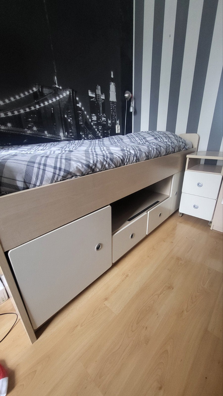 Halfhoogslaper incl. Spiraalbodem met opbergruimte en bureau, Ophalen, Gebruikt, 90 cm, Eenpersoons