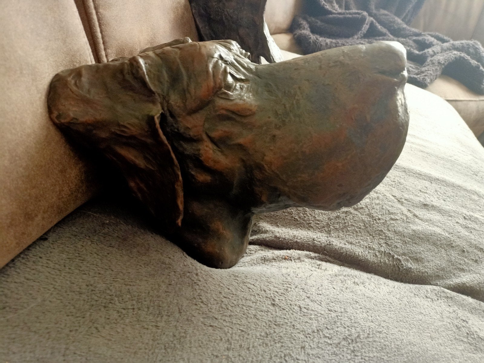 Bronzen Duitse Doggen Hoofd Beeld, Antiek en Kunst, Ophalen of Verzenden, 20 - 50 cm, Beeld, Bruin