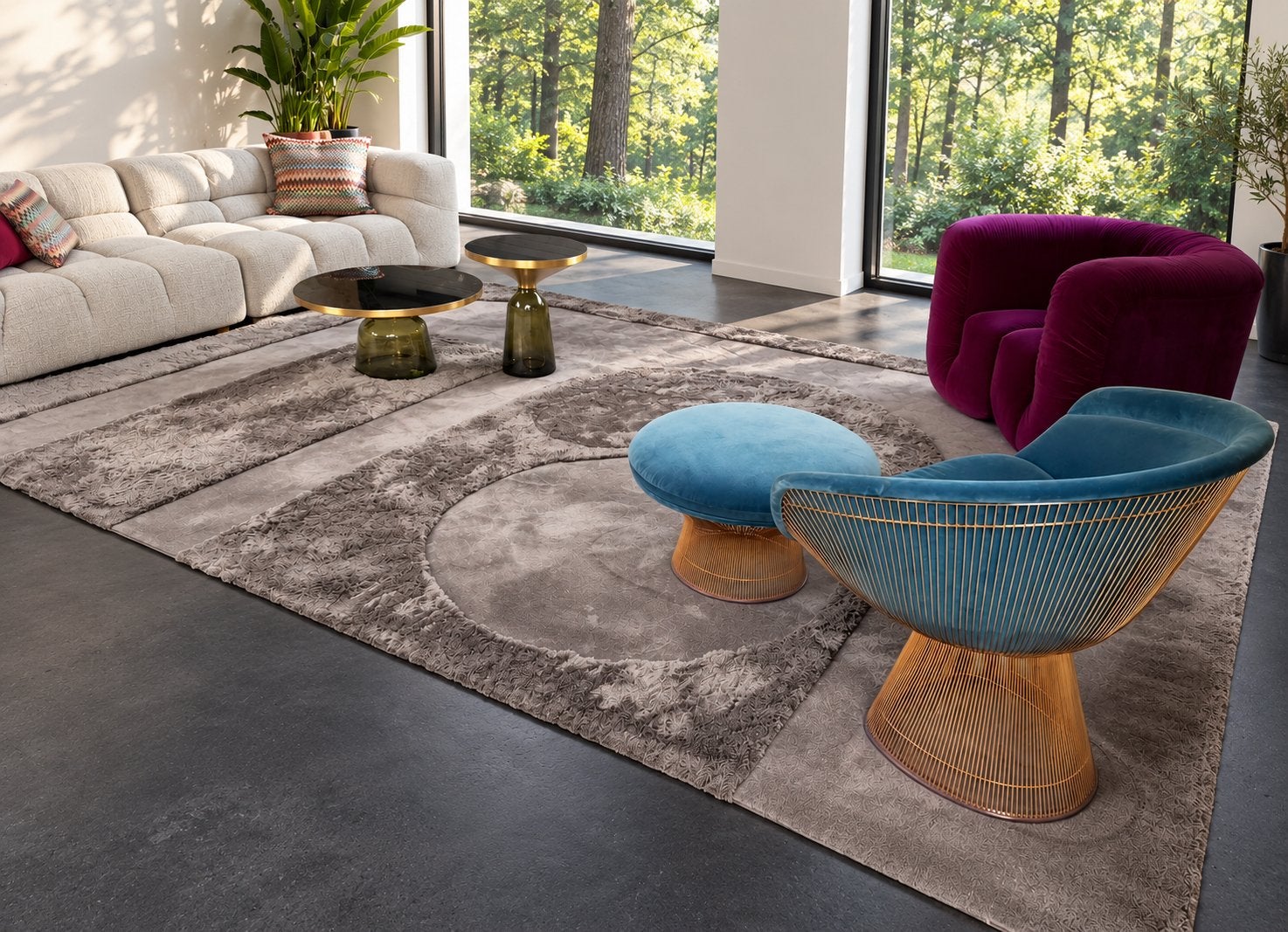 Foto 4 van Minotti Wisp relief Rug Smoke 3x4m new zealand wol NP 15 K