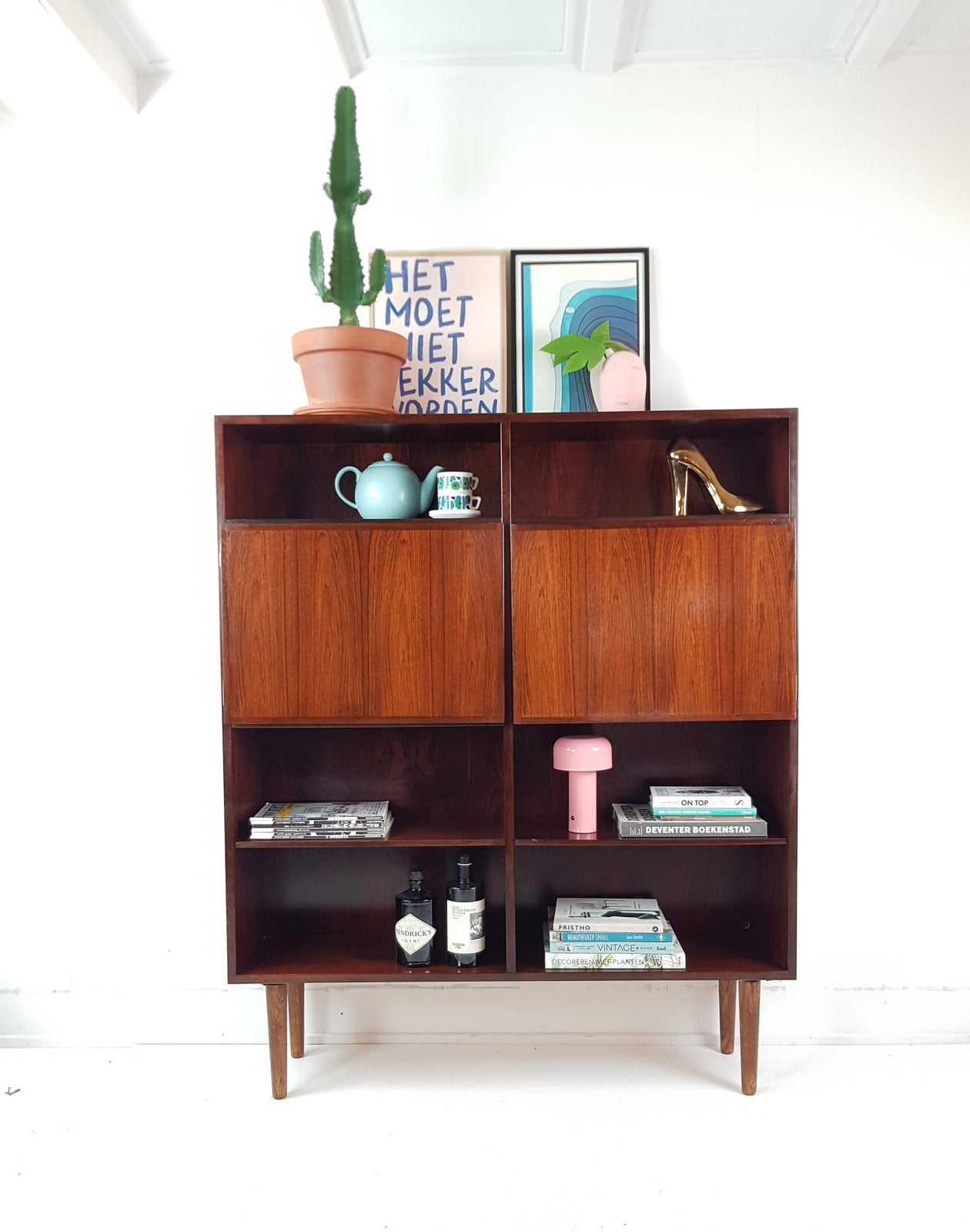 Vintage Deense kast | Omann jun wandkast palissander, Huis en Inrichting, Kasten | Wandmeubels, Ophalen of Verzenden, Zo goed als nieuw