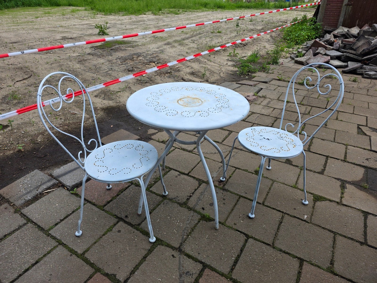 Bistro setje, Ophalen of Verzenden, Gebruikt, Overige materialen, 2 zitplaatsen