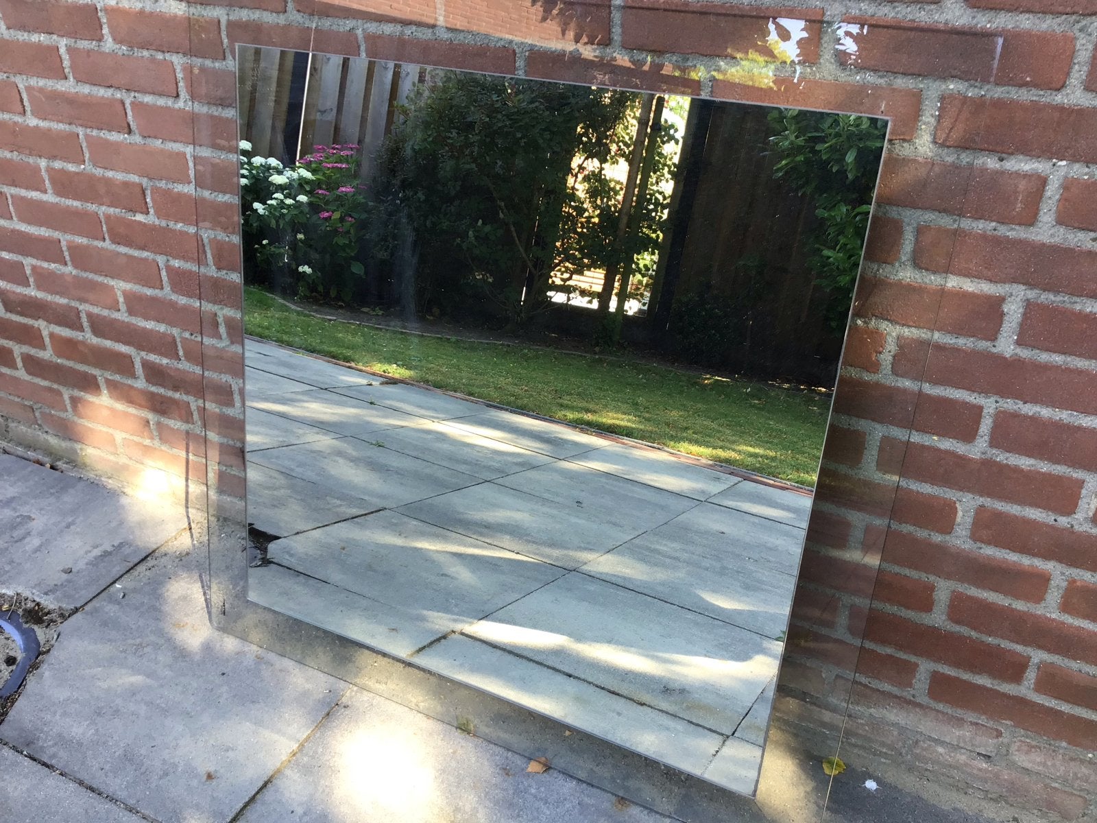 Glazen spiegel 1 x 1 meter, Huis en Inrichting, Woonaccessoires | Spiegels, Ophalen, Gebruikt, 100 tot 150 cm, Vierkant