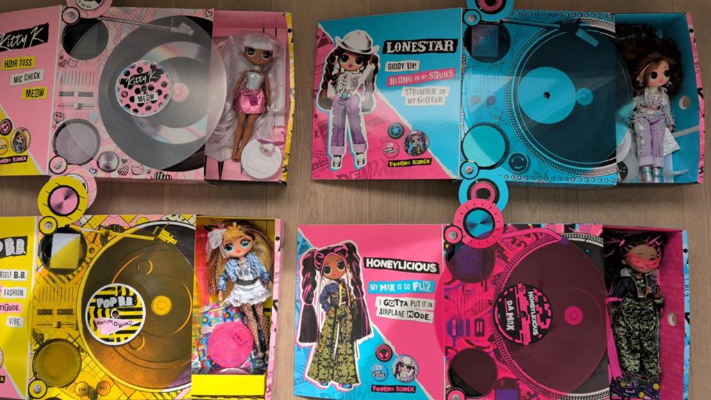 L.O.L. Surprise! O.M.G. Remix poppen set (4 stuks), Ophalen of Verzenden, Zo goed als nieuw, Overige typen