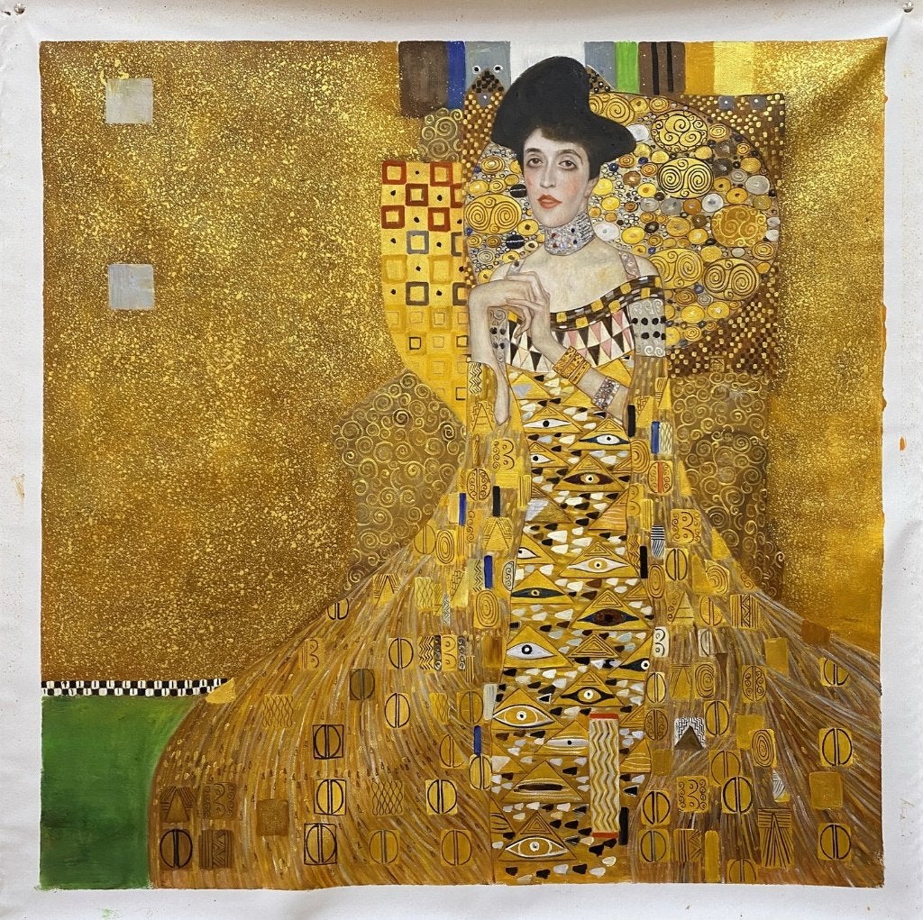 Olieverf replica Gustav Klimt: Adele Bloch-Bauer 1, Antiek en Kunst, Overige stijlen, Portret of Personen, Handgeschilderd, Olieverf
