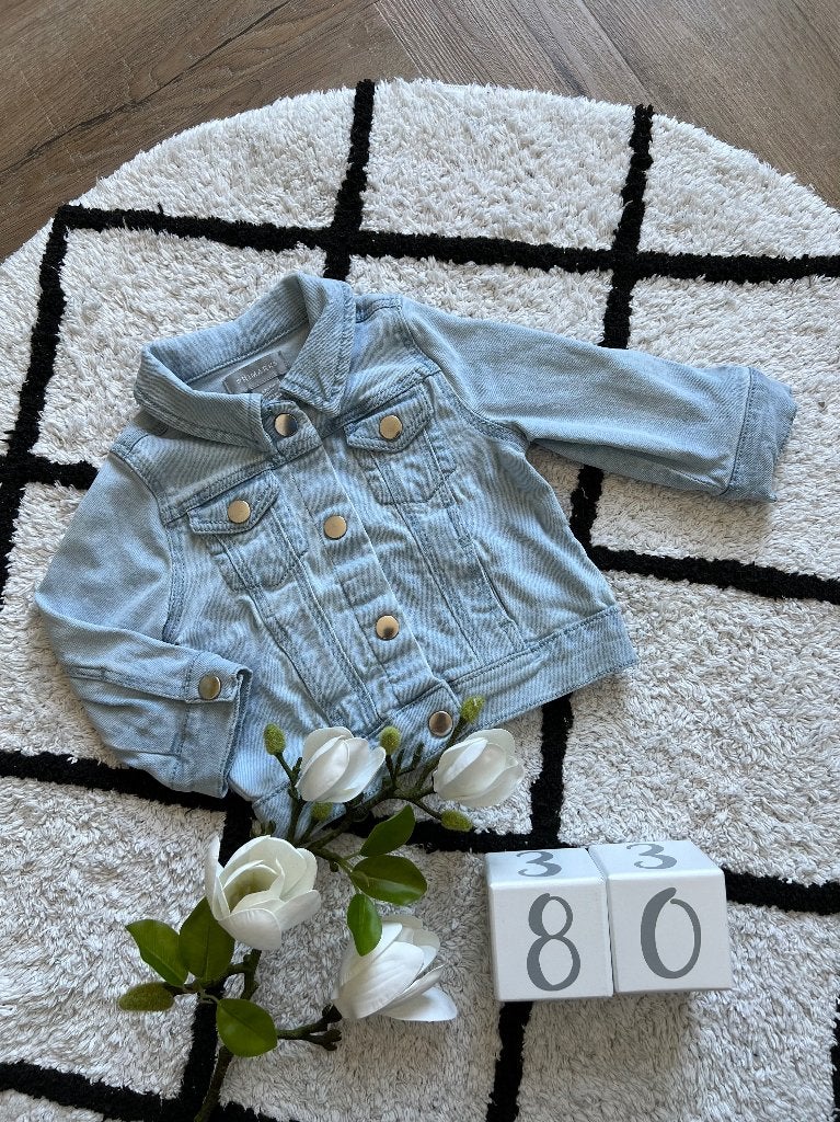 Heel goed licht blauw Primark baby spijkerjasje jas jeans 74, Jongetje of Meisje, Ophalen of Verzenden, Zo goed als nieuw, Jasje