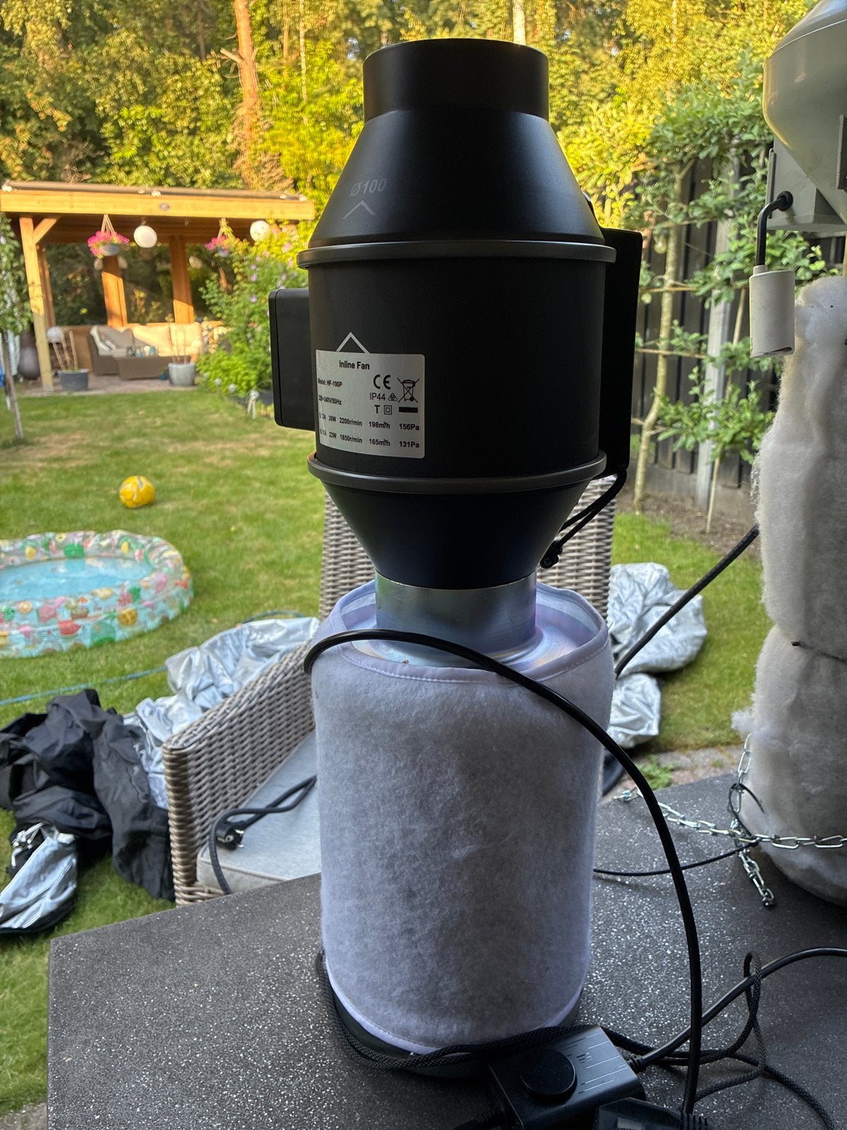 Inline Fan met filter - Luchtbehandeling, Witgoed en Apparatuur, Luchtbehandelingsapparatuur, Ophalen, Zo goed als nieuw, Luchtbehandeling-accessoire