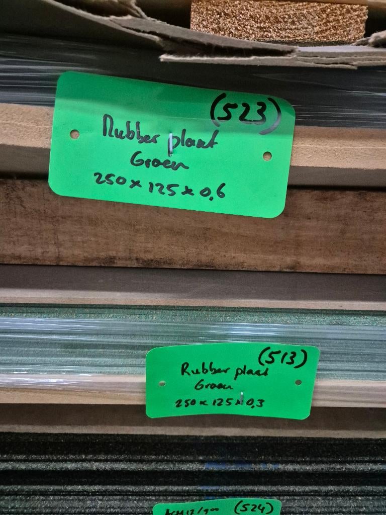 Rubber plaat groen 250x125x0,6cm ( 523 ), Ophalen, Gebruikt, Nb, Nb