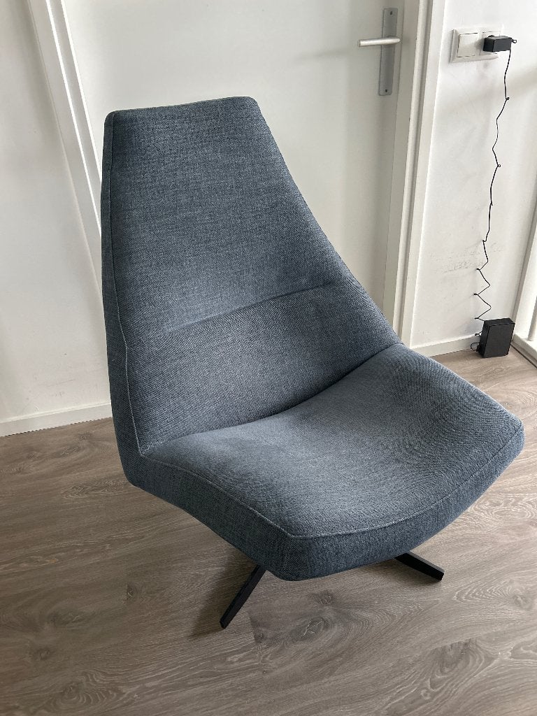 Draaifauteuil blauw, Huis en Inrichting, Ophalen, Gebruikt, 75 tot 100 cm, Stof