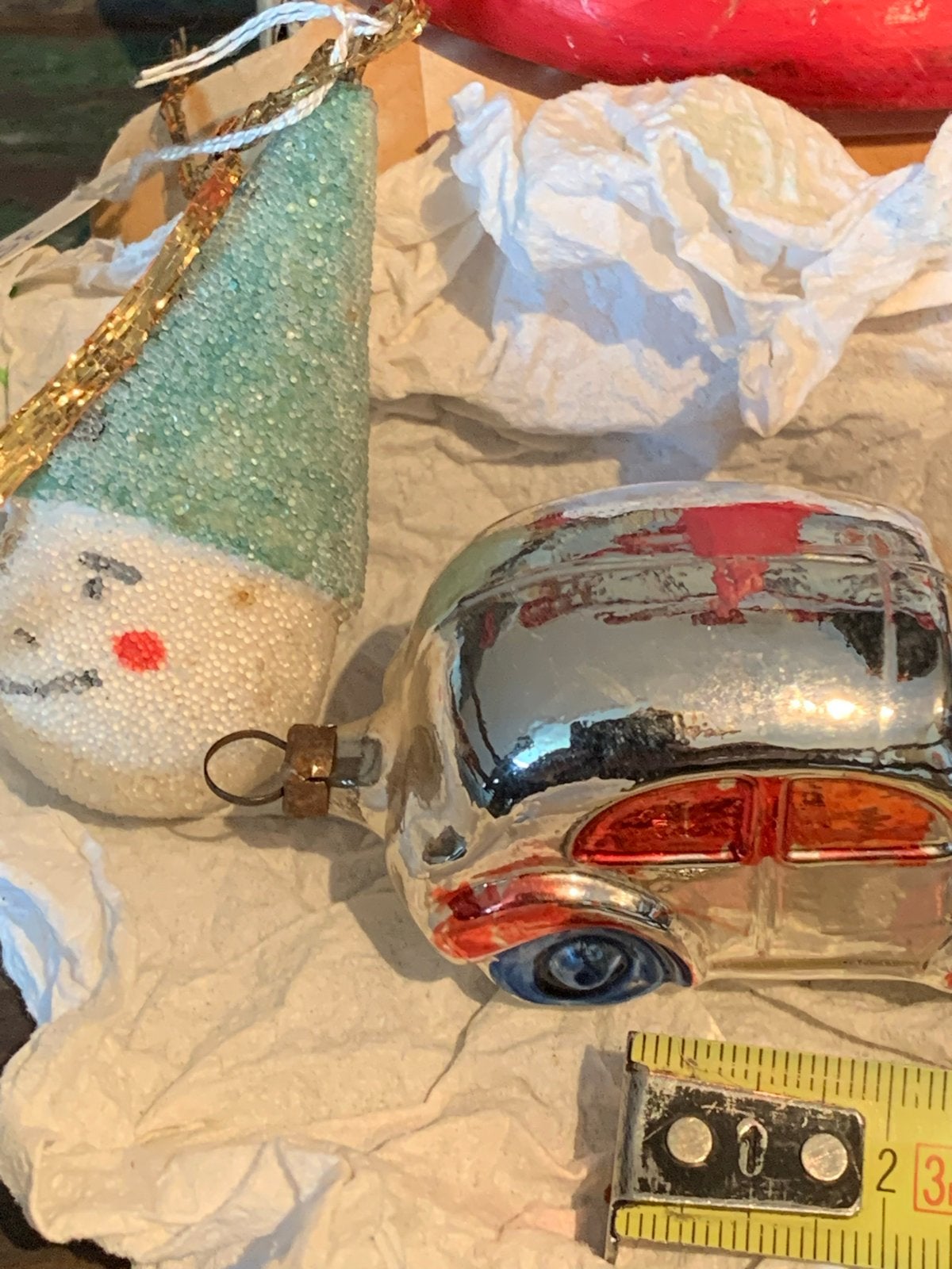 Glazen Kerstbal oldtimer, Diversen, Kerst, T, Ophalen of Verzenden, Zo goed als nieuw, N